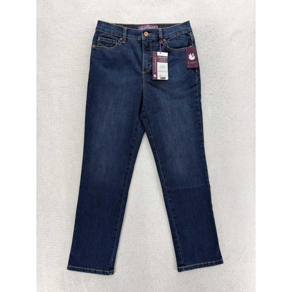 Gloria Vanderbilt Amanda Tapered Jeans Womens 6P Blue Dark Wash High Rise NWT